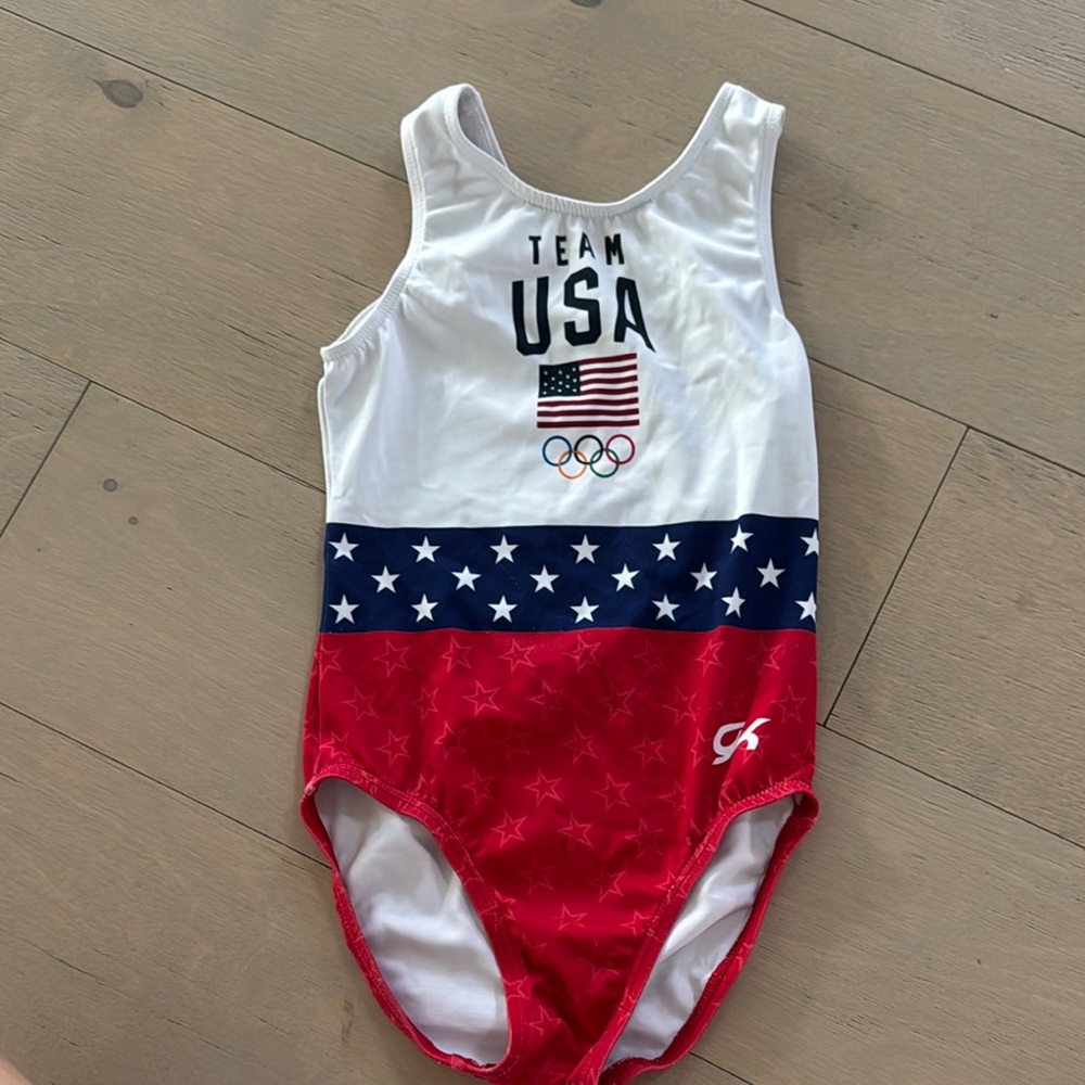 GK Team USA Kids Gymnastics Leotard - Red, White, and Blue Size 6